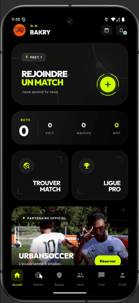 App Screen 1 - Accueil WeFoot