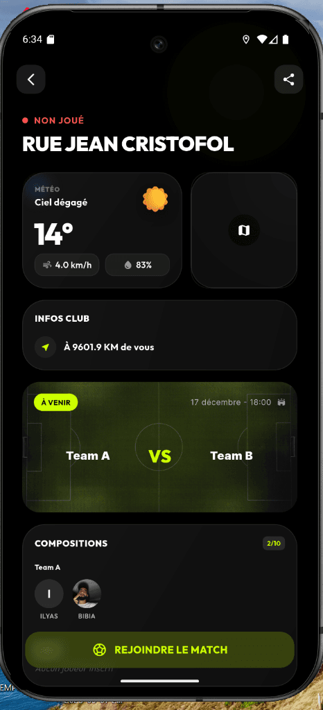 App Screen 3 - Matchs